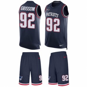 Mens Nike New England Patriots #92 Geneo Grissom Limited Navy Blue Tank Top Suit NFL Jersey