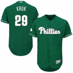 Men\'s Majestic Philadelphia Phillies #29 John Kruk Green Celtic Flexbase Authentic Collection MLB Jersey