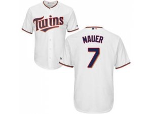 Youth Minnesota Twins #7 Joe Mauer White Cool Base Stitched MLB Jersey