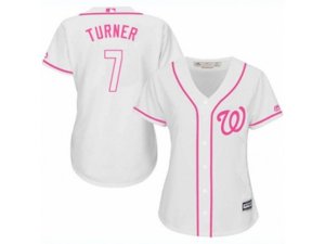 Women Washington Nationals #7 Trea Turner Replica White Fashion Cool Base MLB Jersey