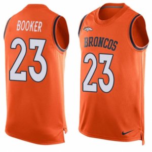 Mens Nike Denver Broncos #23 Devontae Booker Limited Orange Player Name & Number Tank Top NFL Jersey