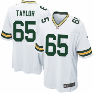 Mens Nike Green Bay Packers #65 Lane Taylor Game White NFL Jersey