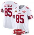 Men's San Francisco 49ers #85 George Kittle White 2023 F.U.S.E. With 4-star C And NFC West Champions Football Stitched Jersey