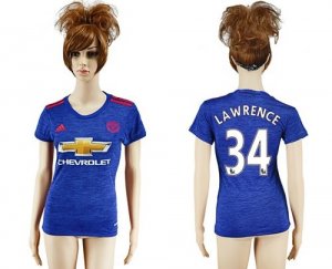 Womens Manchester United #34 Lawrence Away Soccer Club Jersey