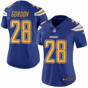 Women\'s Nike San Diego Chargers #28 Melvin Gordon Limited Electric Blue Rush NFL Jersey
