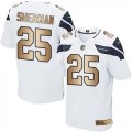 Nike Seattle Seahawks #25 Richard Sherman White Men's Stitched NFL Elite Gold Jersey