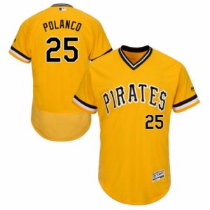 Men\'s Majestic Pittsburgh Pirates #25 Gregory Polanco Gold Flexbase Authentic Collection MLB Jersey