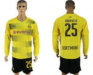 2017-18 Dortmund 25 SOKRATIS Home Long Sleeve Soccer Jersey