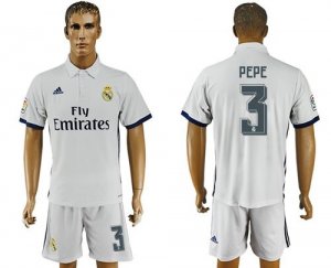 Real Madrid #3 Pepe White Home Soccer Club Jersey