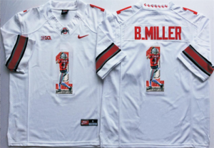 Ohio State Buckeyes 1 B.Miller White Portrait Number College Jersey