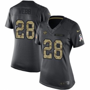 Women\'s Nike New Orleans Saints #28 B.W. Webb Limited Black 2016 Salute to Service NFL Jersey