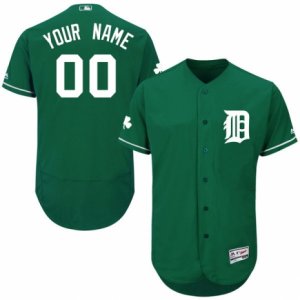 Mens Majestic Detroit Tigers Customized Green Celtic Flexbase Authentic Collection MLB Jersey