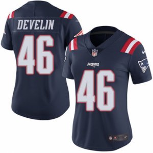 Women\'s Nike New England Patriots #46 James Develin Limited Navy Blue Rush NFL Jersey