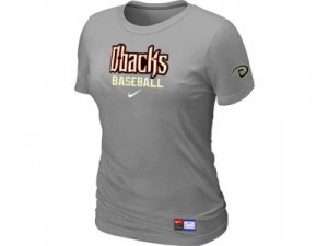 Wome Arizona Diamondbacks Crimson Nike L Grey Short Sleeve Practice T-Shirt