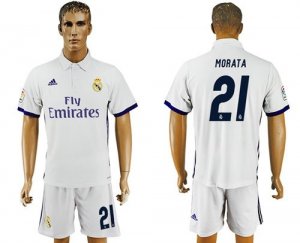 Real Madrid #21 Morata White Home Soccer Club Jersey