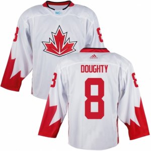 Youth Adidas Team Canada #8 Drew Doughty Authentic White Home 2016 World Cup Ice Hockey Jersey