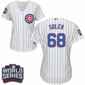 Women\'s Majestic Chicago Cubs #68 Jorge Soler Authentic White Home 2016 World Series Bound Cool Base MLB Jersey