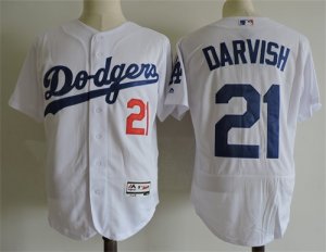 Dodgers #21 Yu Darvish White Flexbase Jersey