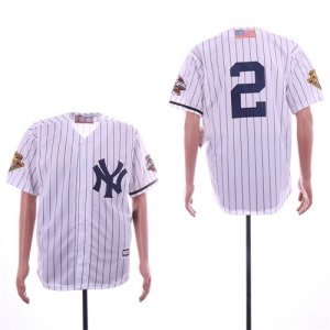 Yankees #2 Derek Jeter White 2001 World Series Cool Base Jersey