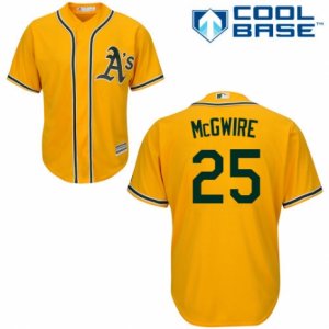 Men\'s Majestic Oakland Athletics #25 Mark McGwire Authentic Gold Alternate 2 Cool Base MLB Jersey