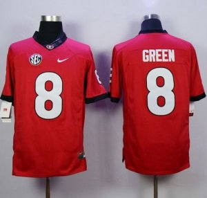 NCAA Georgia Bulldogs #8 A.J. Green Red Jerseys