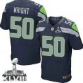 Nike Seattle Seahawks #50 K.J. Wright Steel Blue Super Bowl XLVIII NFL Game Jersey