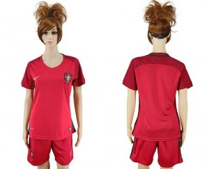 Womens Portugal Blank Home Soccer Country Jersey