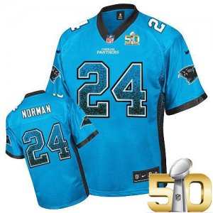 Youth Nike Panthers #24 Josh Norman Blue Alternate Super Bowl 50 Stitched Drift Fashion Jersey