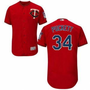 Men\'s Majestic Minnesota Twins #34 Kirby Puckett Scarlet Flexbase Authentic Collection MLB Jersey