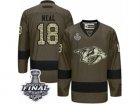Mens Reebok Nashville Predators #18 James Neal Premier Green Salute to Service 2017 Stanley Cup Final NHL Jersey