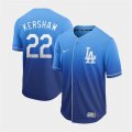 Dodgers #22 Clayton Kershaw Blue Drift Fashion Jersey