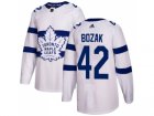 Men Adidas Toronto Maple Leafs #42 Tyler Bozak White Authentic 2018 Stadium Series Stitched NHL Jersey