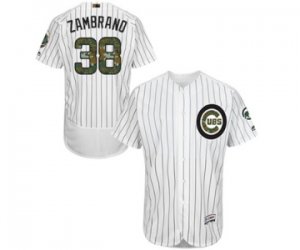 Men\'s Majestic Chicago Cubs #38 Carlos Zambrano Authentic White 2016 Memorial Day Fashion Flex Base MLB Jersey