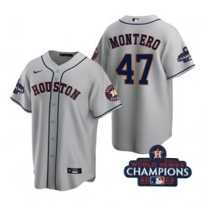 Astros #47 Rafael Montero Gray 2022 World Series Champions Cool Base Jersey