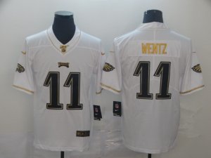 Nike Eagles #11 Carson Wentz White Gold Vapor Untouchable Limited Jersey