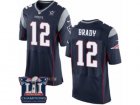 Mens Nike New England Patriots #12 Tom Brady Elite Navy Blue Team Color Super Bowl LI Champions NFL Jersey