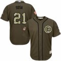 Men's Majestic Chicago Cubs #21 Sammy Sosa Replica Green Salute to Service MLB Jersey