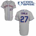 Mens Majestic New York Mets #27 Jeurys Familia Authentic Grey Road Cool Base MLB Jersey