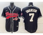 Men's Atlanta Braves #7 Dansby Swanson Black Cool Base Stitched Baseball Jersey