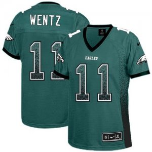 Women Nike Philadelphia Eagles #11 Carson Wentz Midnight Green Team Color Stitched NFL Elite Drift Fashion Jersey