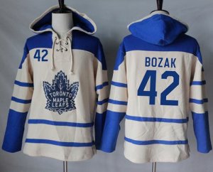 Mens Toronto Maple Leafs #42 Tyler Bozak Cream Sawyer Hooded Sweatshirt Stitched NHL Jersey