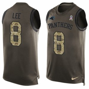 Mens Nike Carolina Panthers #8 Andy Lee Limited Green Salute to Service Tank Top NFL Jersey