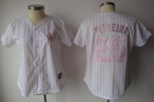 MLB Women Jerseys NY yankee #25 teixeira white[pink strip]