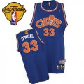Men's Mitchell and Ness Cleveland Cavaliers #33 Shaquille O'Neal Swingman Blue CAVS Throwback 2016 The Finals Patch NBA Jersey
