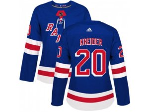 Women Adidas New York Rangers #20 Chris Kreider Royal Blue Home Authentic Stitched NHL Jerseyy