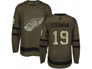 Youth Adidas Detroit Red Wings #19 Steve Yzerman Green Salute to Service Stitched NHL Jersey