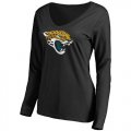 Womens Jacksonville Jaguars Pro Line Primary Team Logo Slim Fit Long Sleeve T-Shirt Black