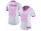 Women Nike New York Giants #92 Michael Strahan Limited White-Pink Rush Fashion NFL Jersey