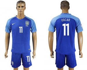 Brazil #11 Oscar Blue Soccer Country Jersey