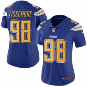 Women\'s Nike San Diego Chargers #98 Sean Lissemore Limited Electric Blue Rush NFL Jersey